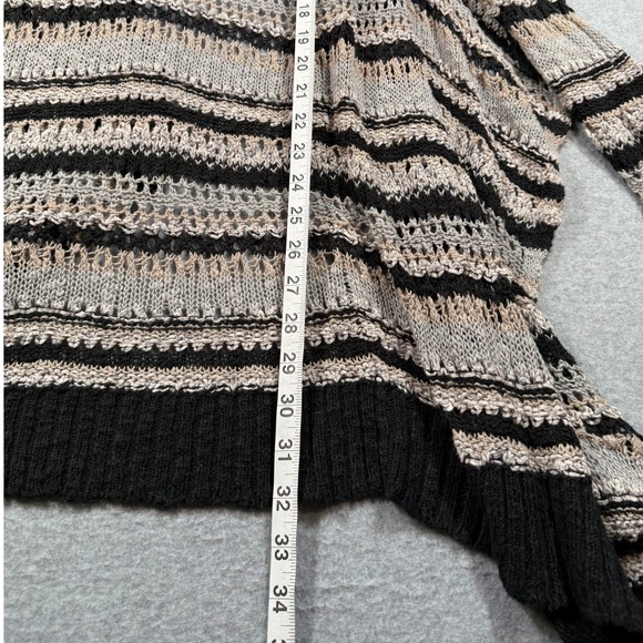 American Eagle Striped Open Front Draped Pointelle Knit Cardigan Sweater Medium - Picture 9 of 16